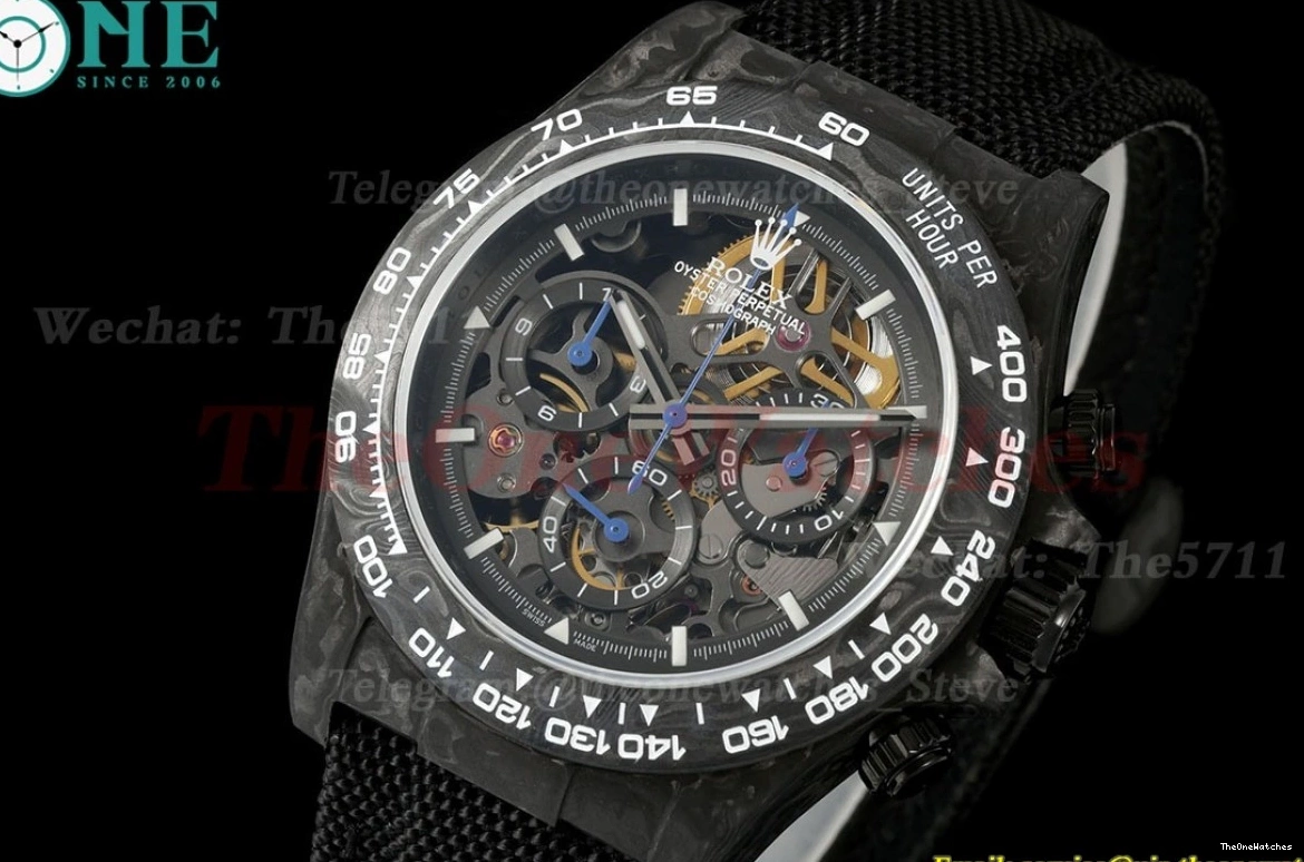 40mm Carbon Diw Dial Daytona N6F Black Skeleton NY DD4801 0127